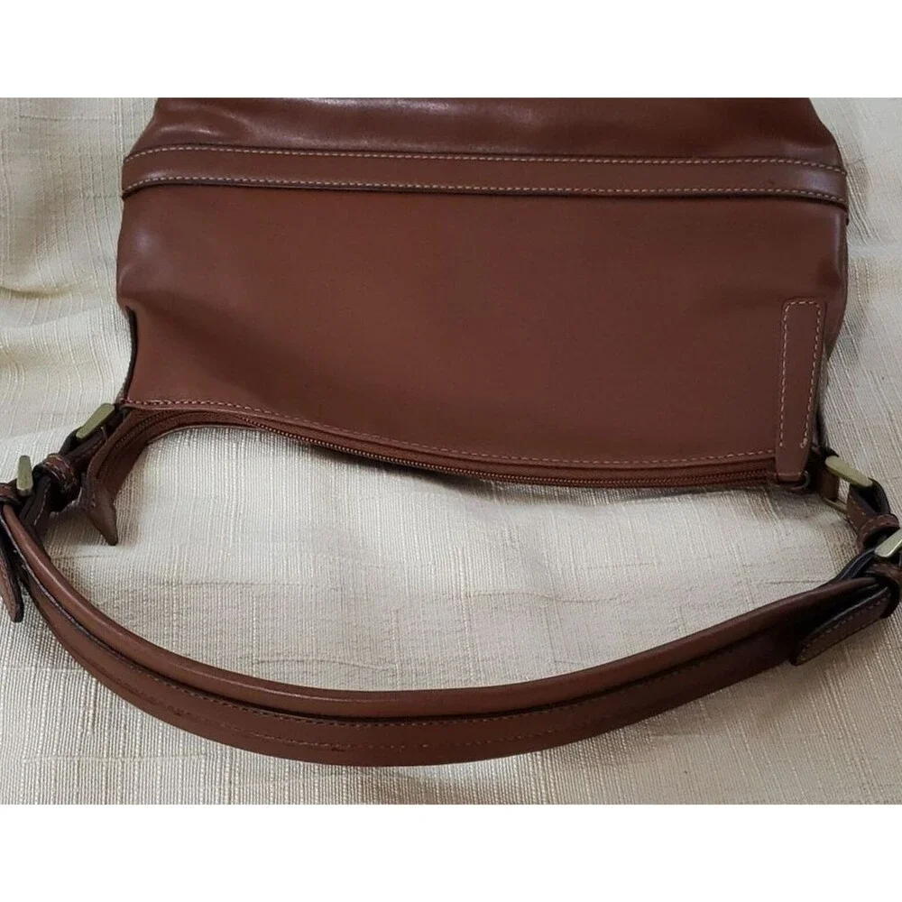 Nine & Company Faux Leather Small Brown Purse Handbag Short Strap Zipper Closure